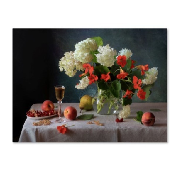 Trademark Fine Art Tatyana Skorohod 'Still Life with Flowers and Fruits' Canvas Art, 24x32 1X03884-C2432GG